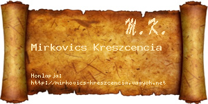 Mirkovics Kreszcencia névjegykártya